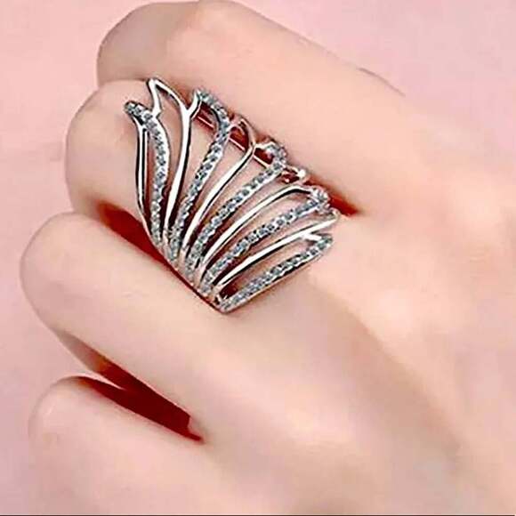 Sterling Silver Resizable Angel Wing Ring - Picture 1 of 4